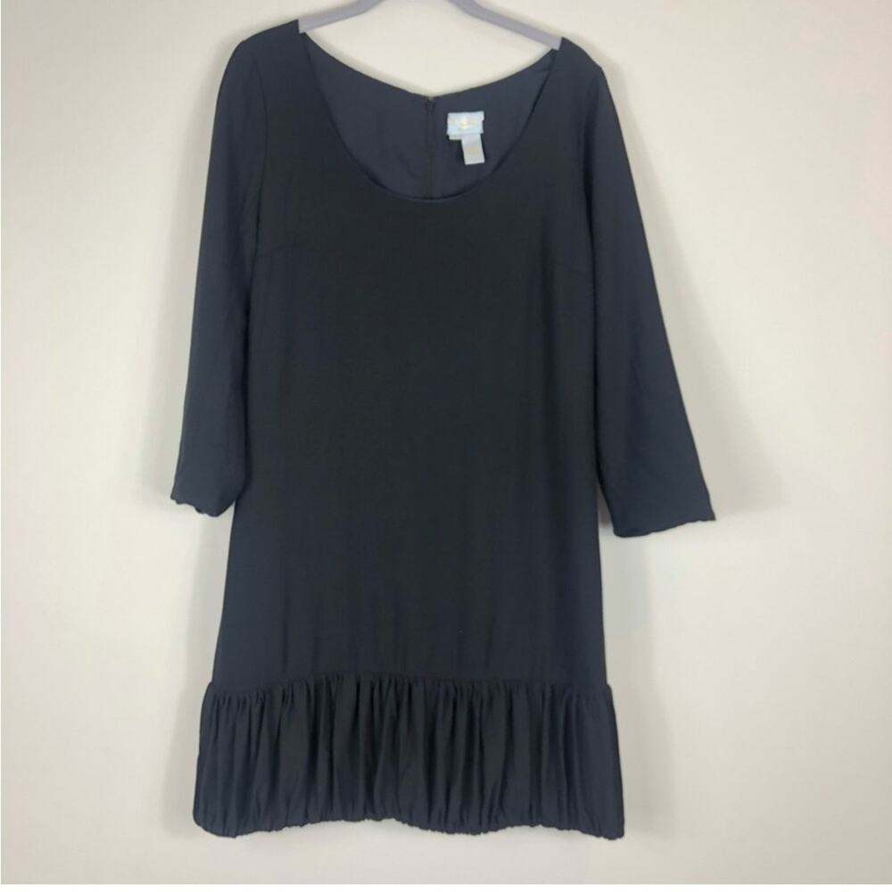 Tracy Reese black wool blend ruffle hem mini dress